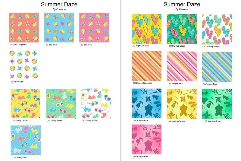 COTTONVILL EMANON Summer Daze 20COUNT Cotton Print Quilting Fabric (Precuts, Quarter 18pc) - Image 3